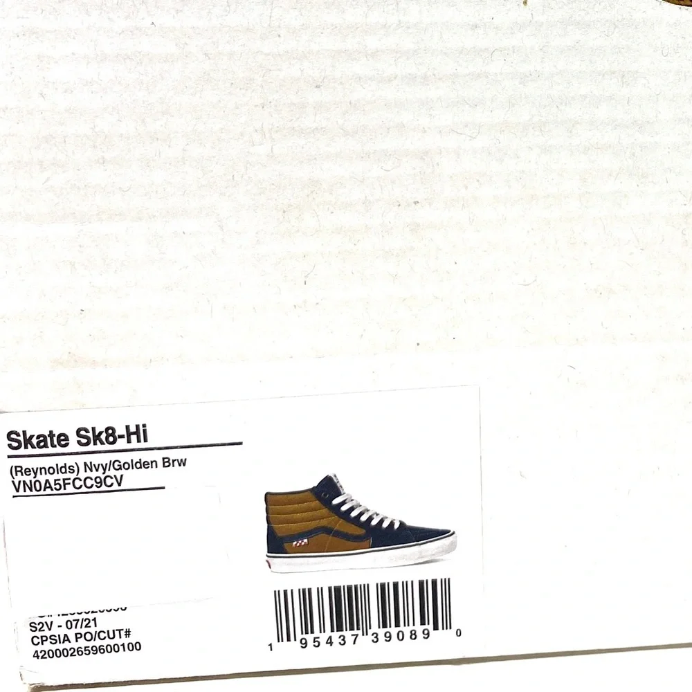 VANS SKATE SK8-HI Reynolds Navy Golden Suede Canvas Men's Sneakers VN0A5FCC9CV - Picture 8 of 9